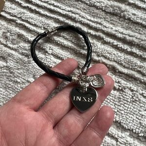 INXS Black and Silver Heart Charm Bracelet